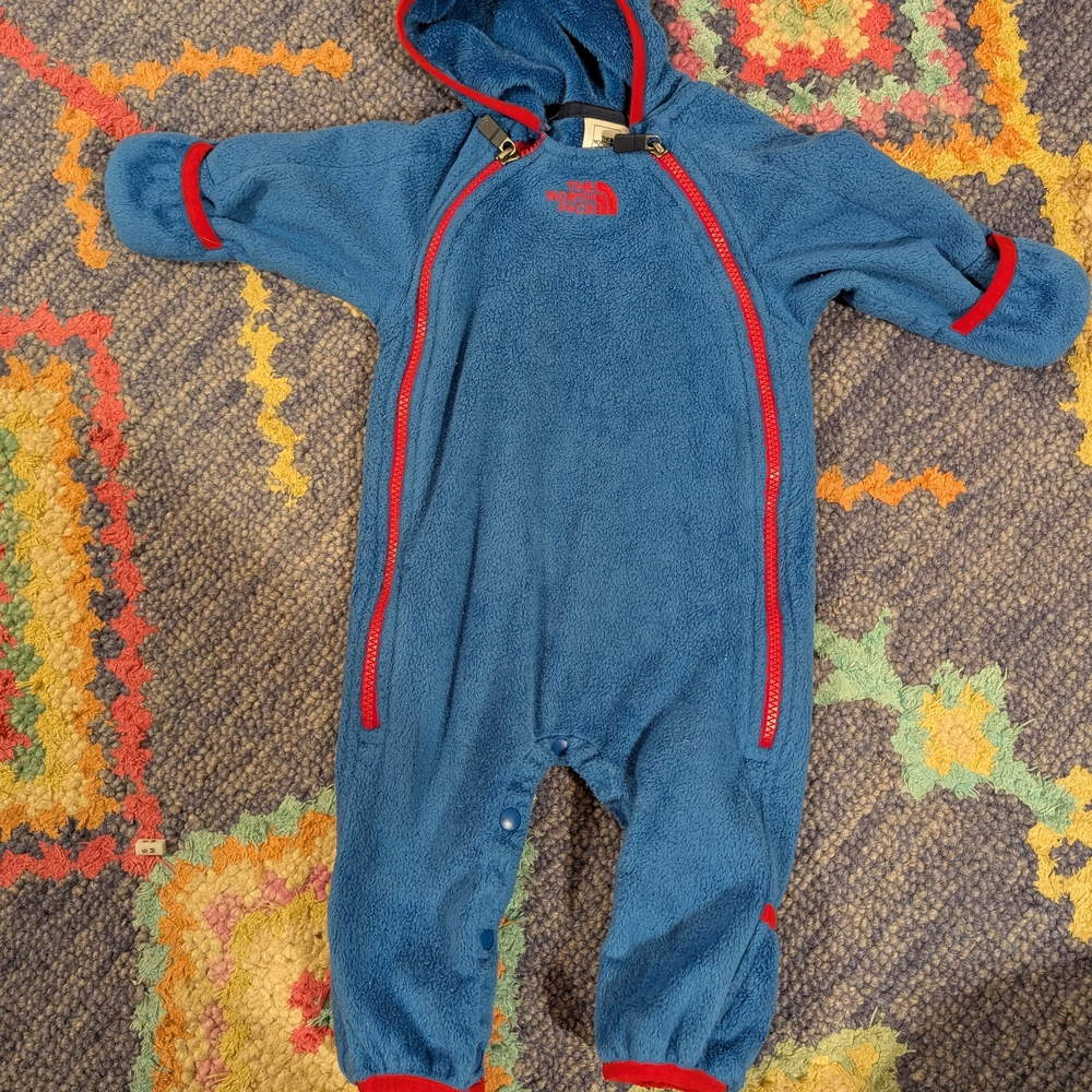 The North Face Blue and Red Kids Footie